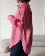 شومیز راه راه صورتی/سرخابی - Image 4