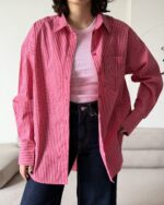 شومیز راه راه صورتی/سرخابی